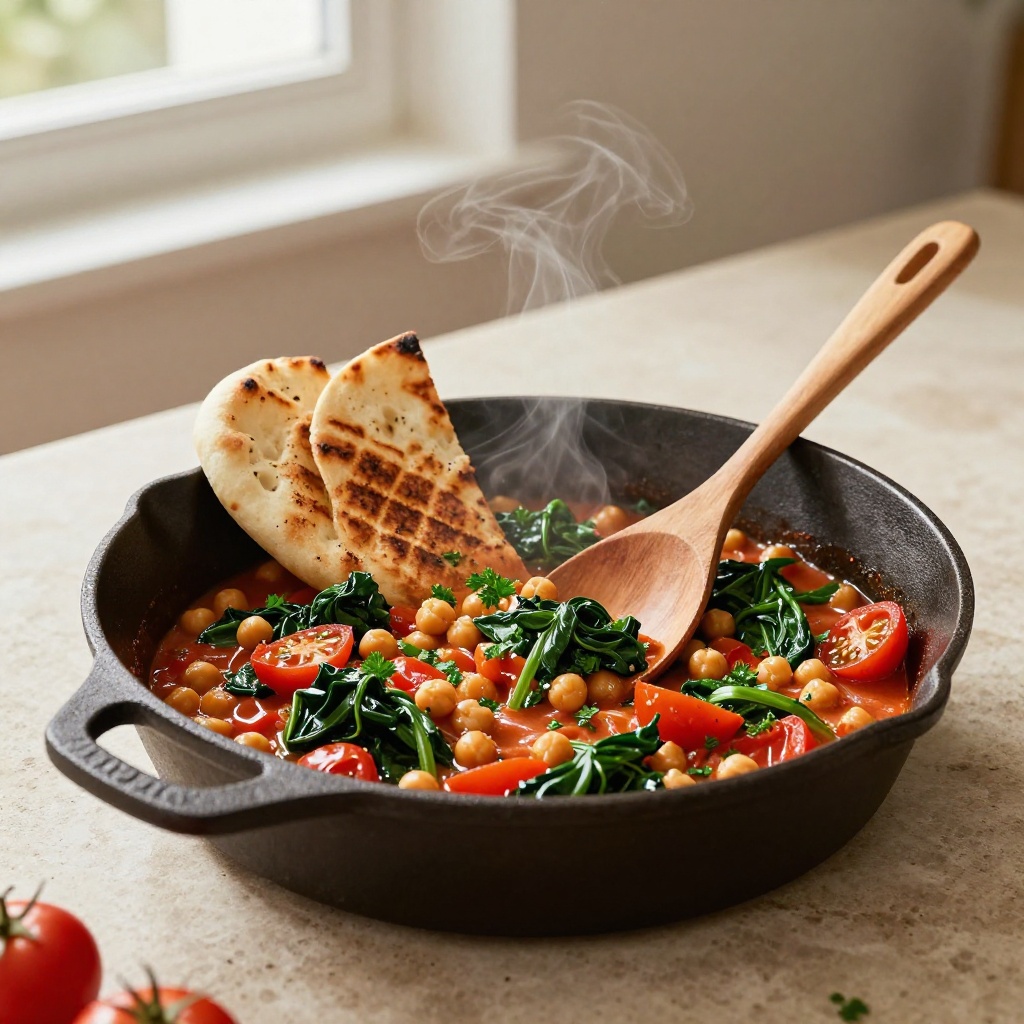 Creamy tomato chickpea skillet